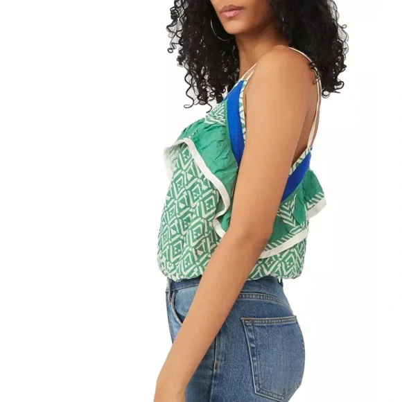 FREE PEOPLE Anika abstract printed Strappy tank top NWT L - Picture 4 of 8